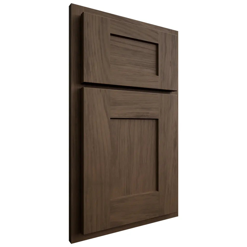 Shiloh Cabinetry Partial Overlay Lancaster Alder Plain Cut Caviar Door