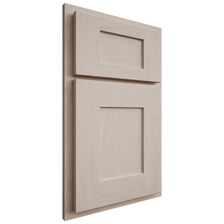 Shiloh Cabinetry Partial Overlay Lancaster Alder Plain Cut White Sands Door