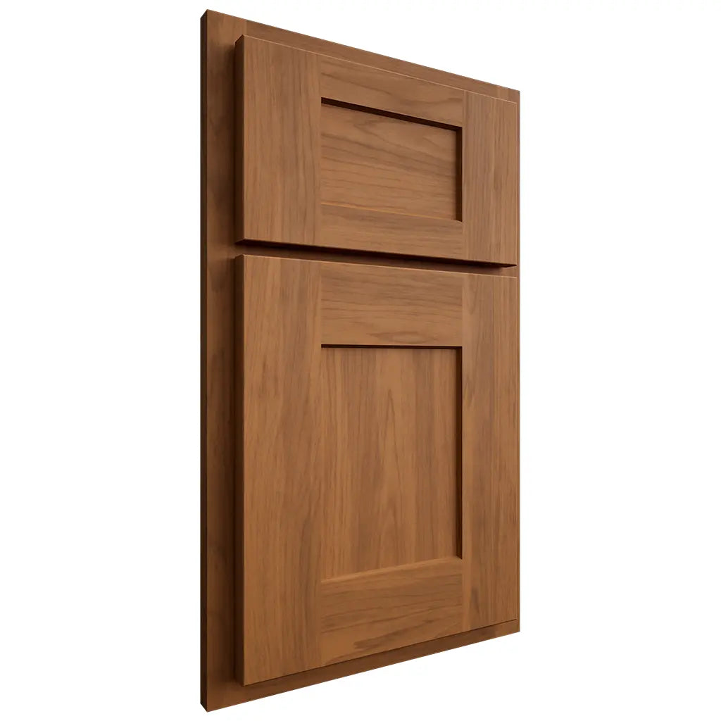 Shiloh Cabinetry Partial Overlay Lancaster Hickory Plain Cut Chestnut Door