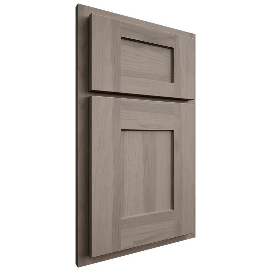 Shiloh Cabinetry Partial Overlay Lancaster Hickory Plain Cut Sterling Door