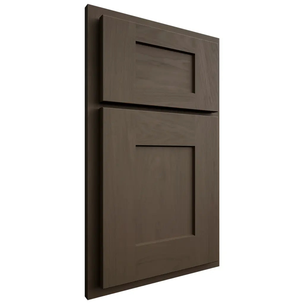 Shiloh Cabinetry Partial Overlay Lancaster Maple Plain Cut Perfect Brown Door