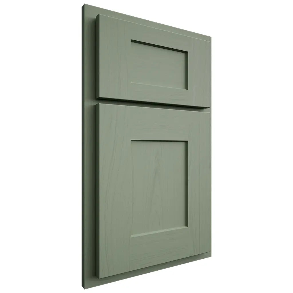 Shiloh Cabinetry Partial Overlay Lancaster Poplar Plain Cut Moss Door