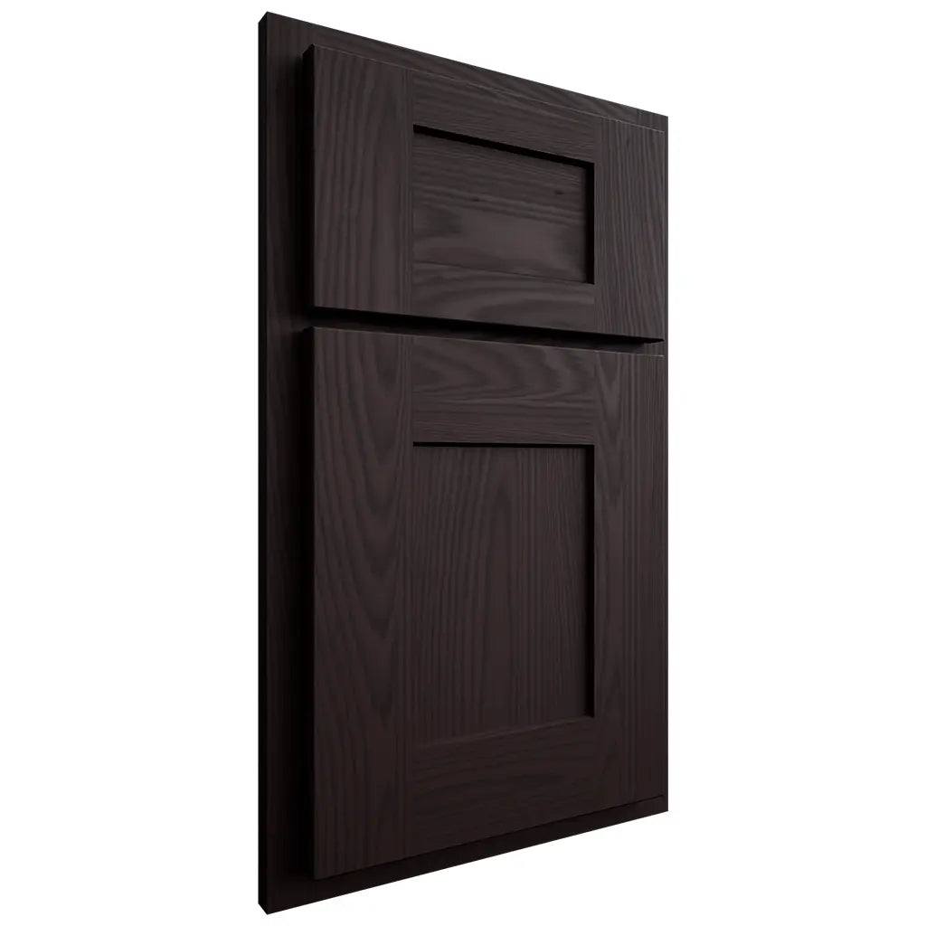 Shiloh Cabinetry Partial Overlay Lancaster Red Oak Plain Cut Espresso Door