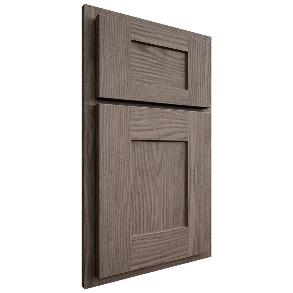 Shiloh Cabinetry Partial Overlay Lancaster White Oak Plain Cut Clay Door