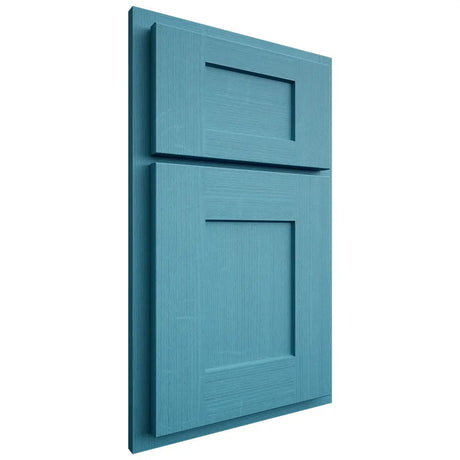 Shiloh Cabinetry Partial Overlay Lancaster White Oak Quarter Sawn Aqua Door