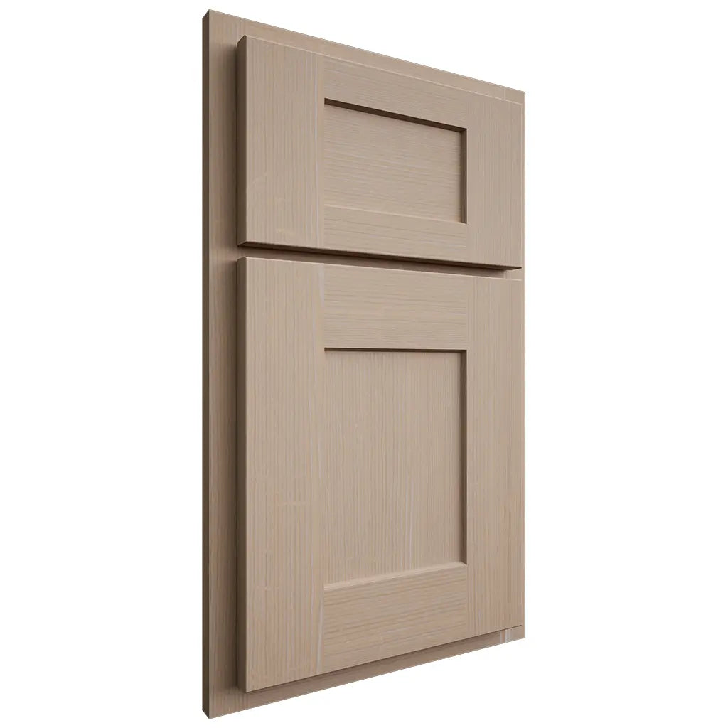 Shiloh Cabinetry Partial Overlay Lancaster White Oak Quarter Sawn Straw Door