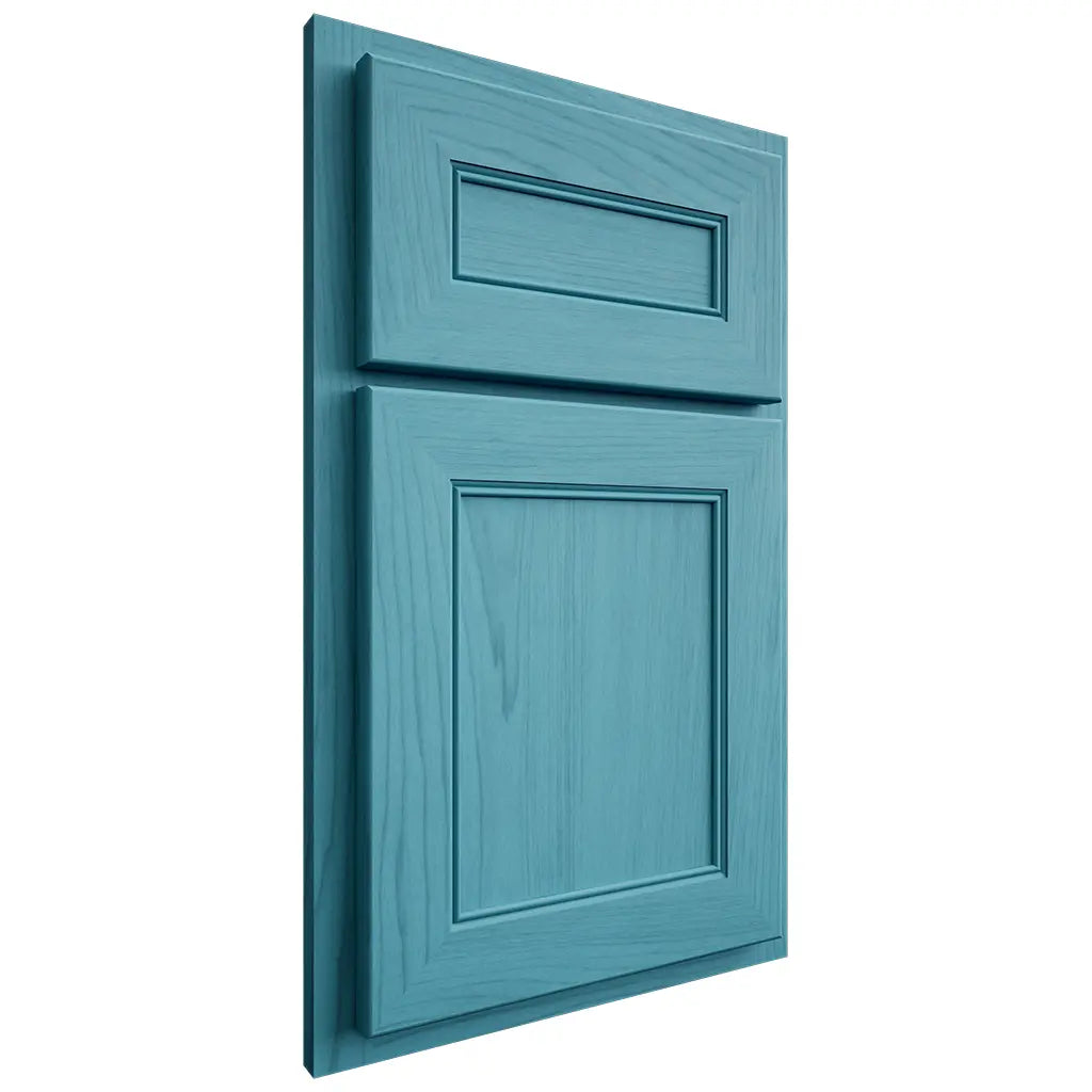 Shiloh Cabinetry Partial Overlay Landes Alder Plain Cut Aqua Door