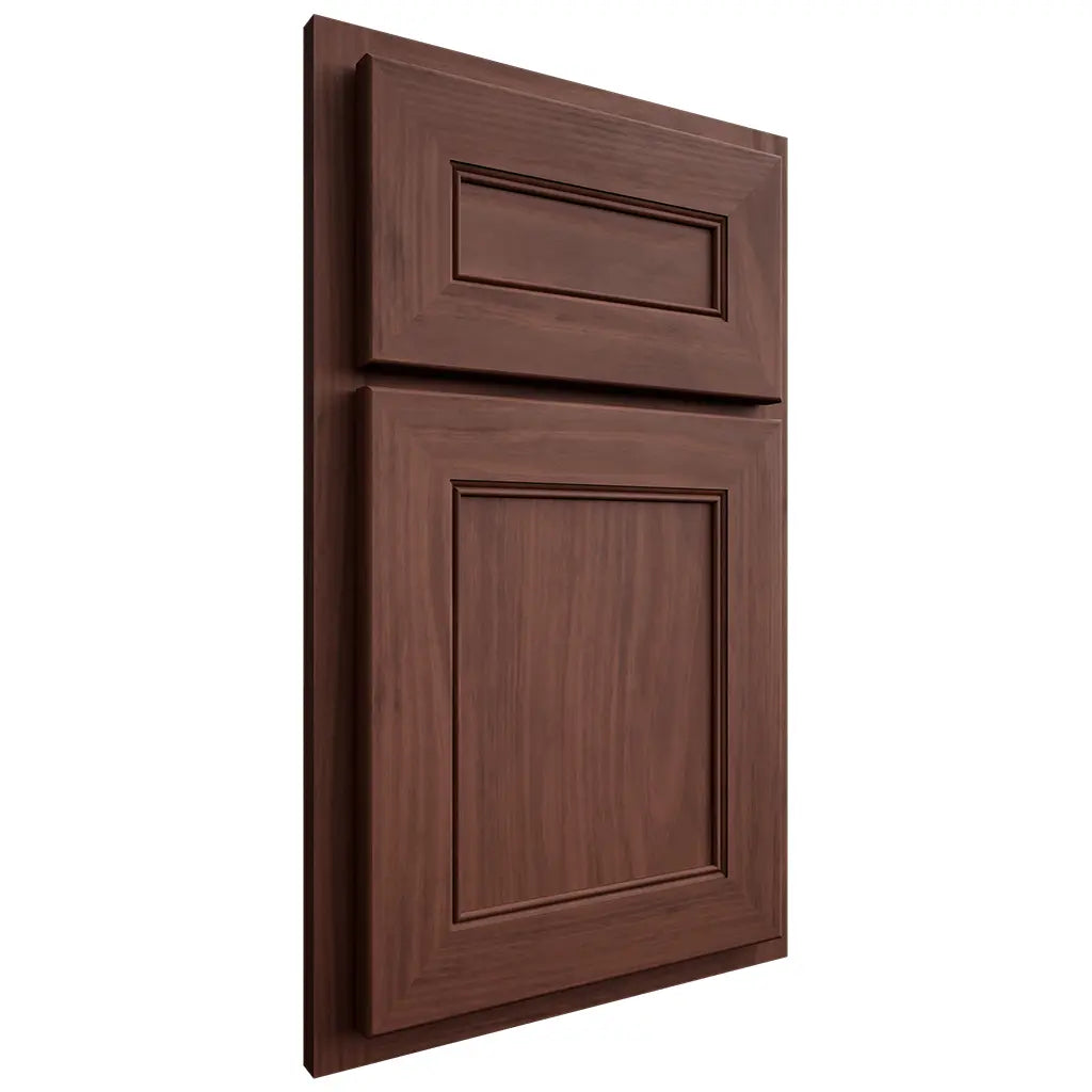 Shiloh Cabinetry Partial Overlay Landes Cherry Plain Cut Bourbon Door