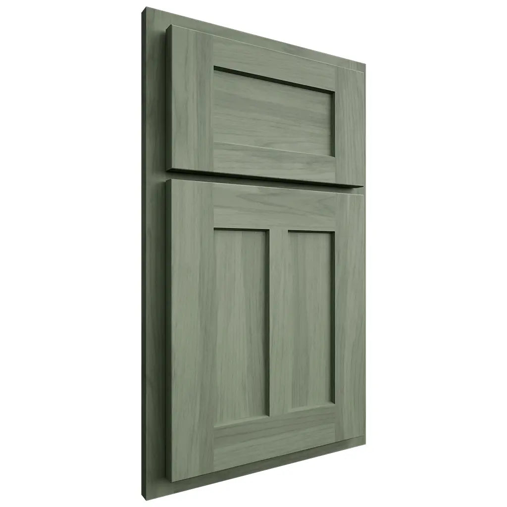 Shiloh Cabinetry Partial Overlay Landes Hickory Plain Cut Moss Door