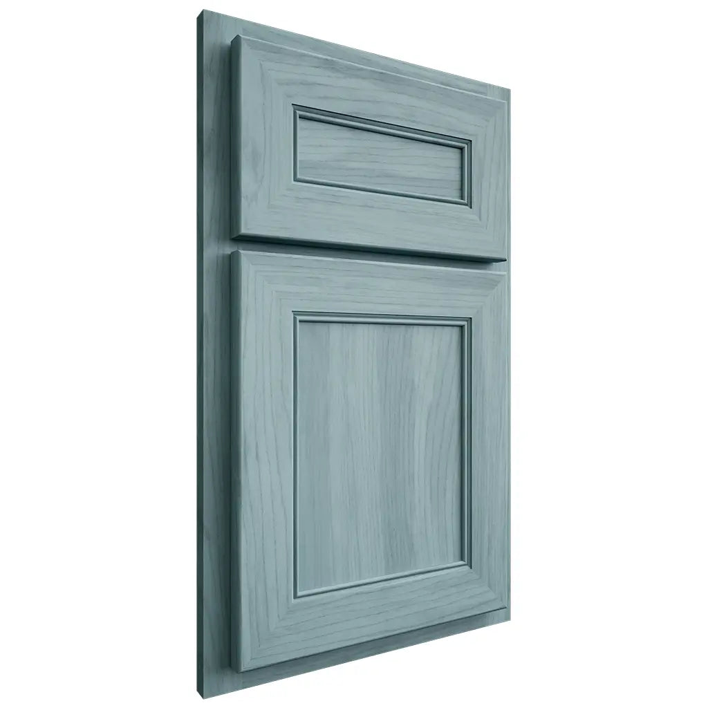 Shiloh Cabinetry Partial Overlay Landes Hickory Plain Cut Sky Door