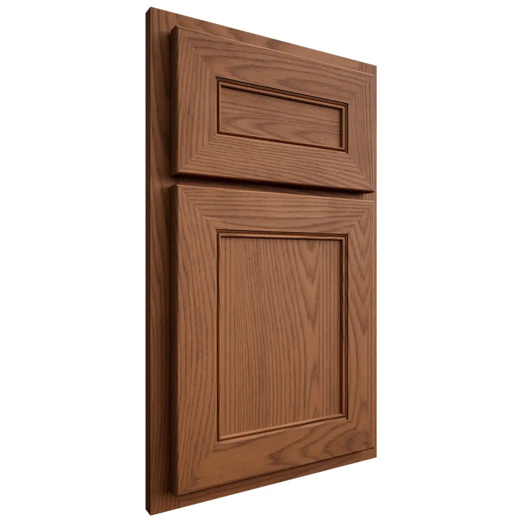 Shiloh Cabinetry Partial Overlay Landes Red Oak Plain Cut Braun Door