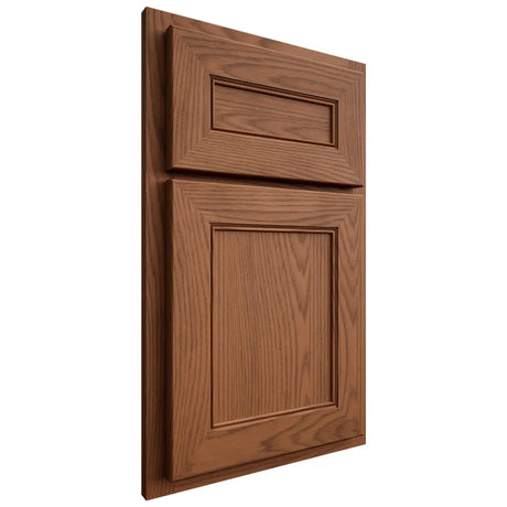 Shiloh Cabinetry Partial Overlay Landes Red Oak Plain Cut Braun Door