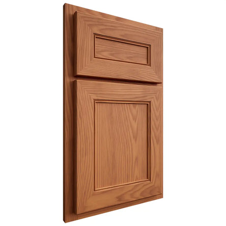 Shiloh Cabinetry Partial Overlay Landes Red Oak Plain Cut Harvest Door