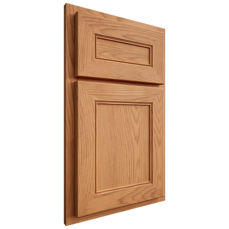 Shiloh Cabinetry Partial Overlay Landes Red Oak Plain Cut Medium Door