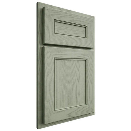 Shiloh Cabinetry Partial Overlay Landes Red Oak Plain Cut Moss Door