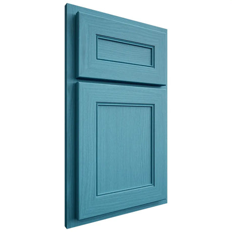 Shiloh Cabinetry Partial Overlay Landes White Oak Plain Cut Aqua Door
