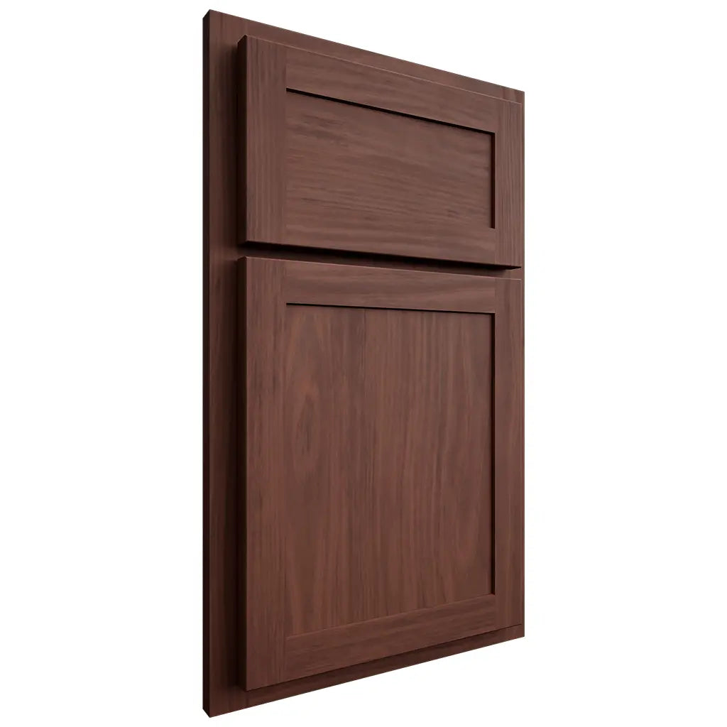 Shiloh Cabinetry Partial Overlay Malibu Cherry Plain Cut Bourbon Door