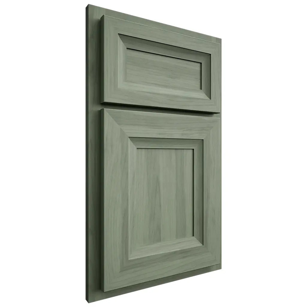 Shiloh Cabinetry Partial Overlay Malibu Hickory Plain Cut Moss Door