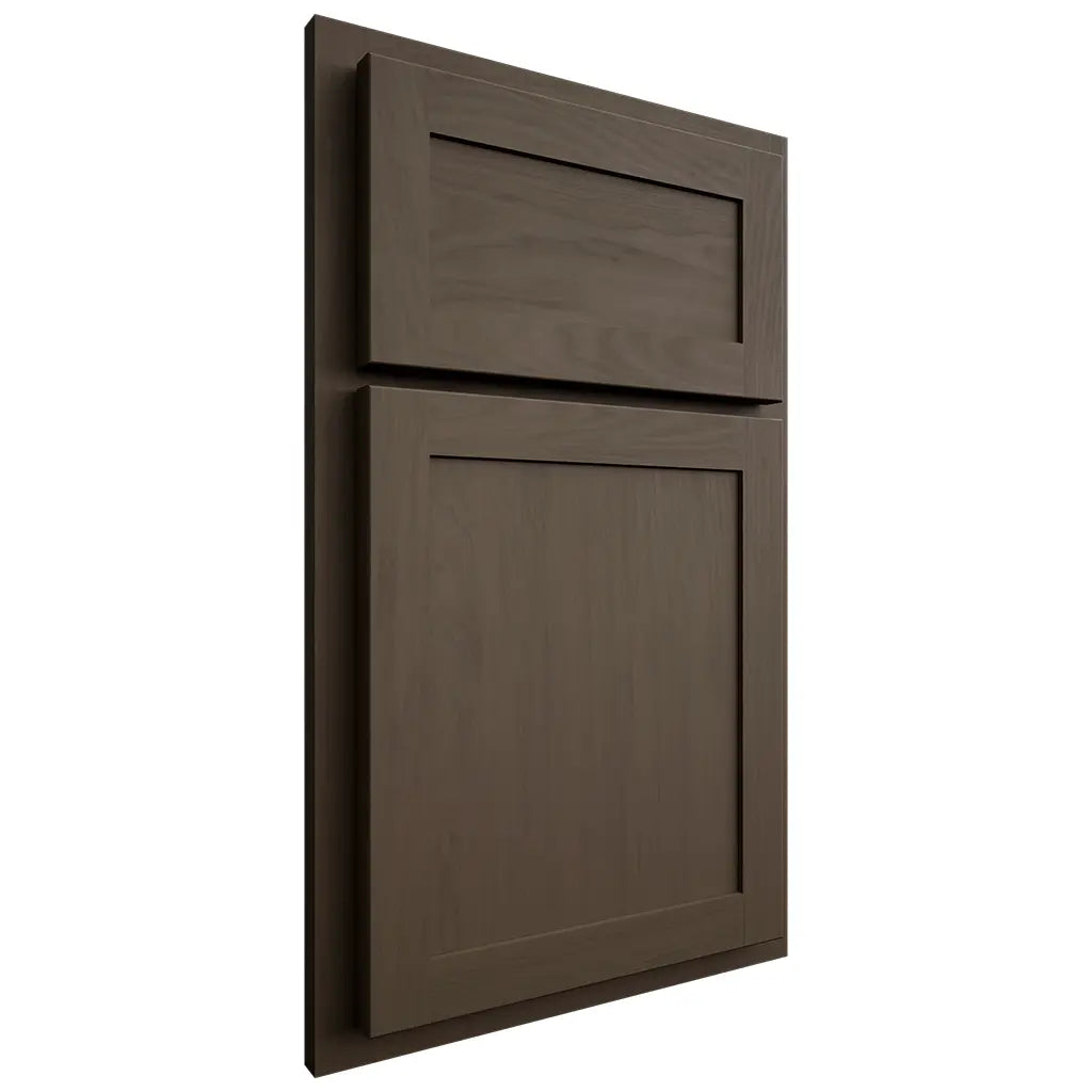 Shiloh Cabinetry Partial Overlay Malibu Maple Plain Cut Perfect Brown Door