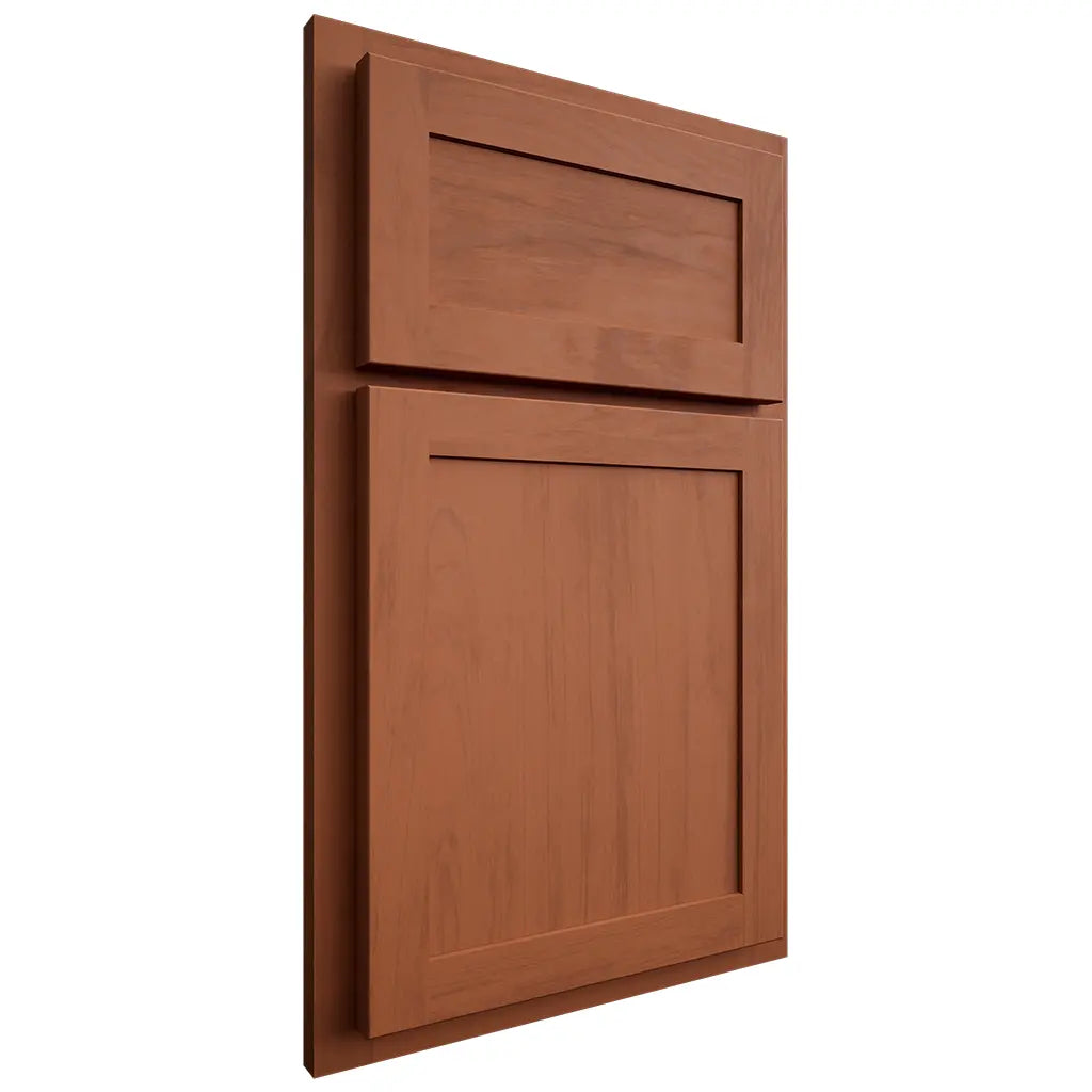 Shiloh Cabinetry Partial Overlay Malibu Maple Plain Cut Spice Door