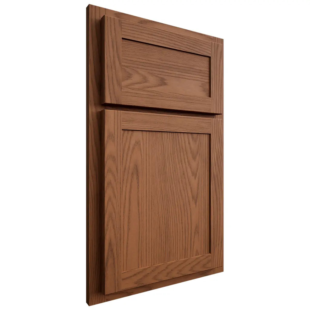 Shiloh Cabinetry Partial Overlay Malibu Red Oak Plain Cut Braun Door