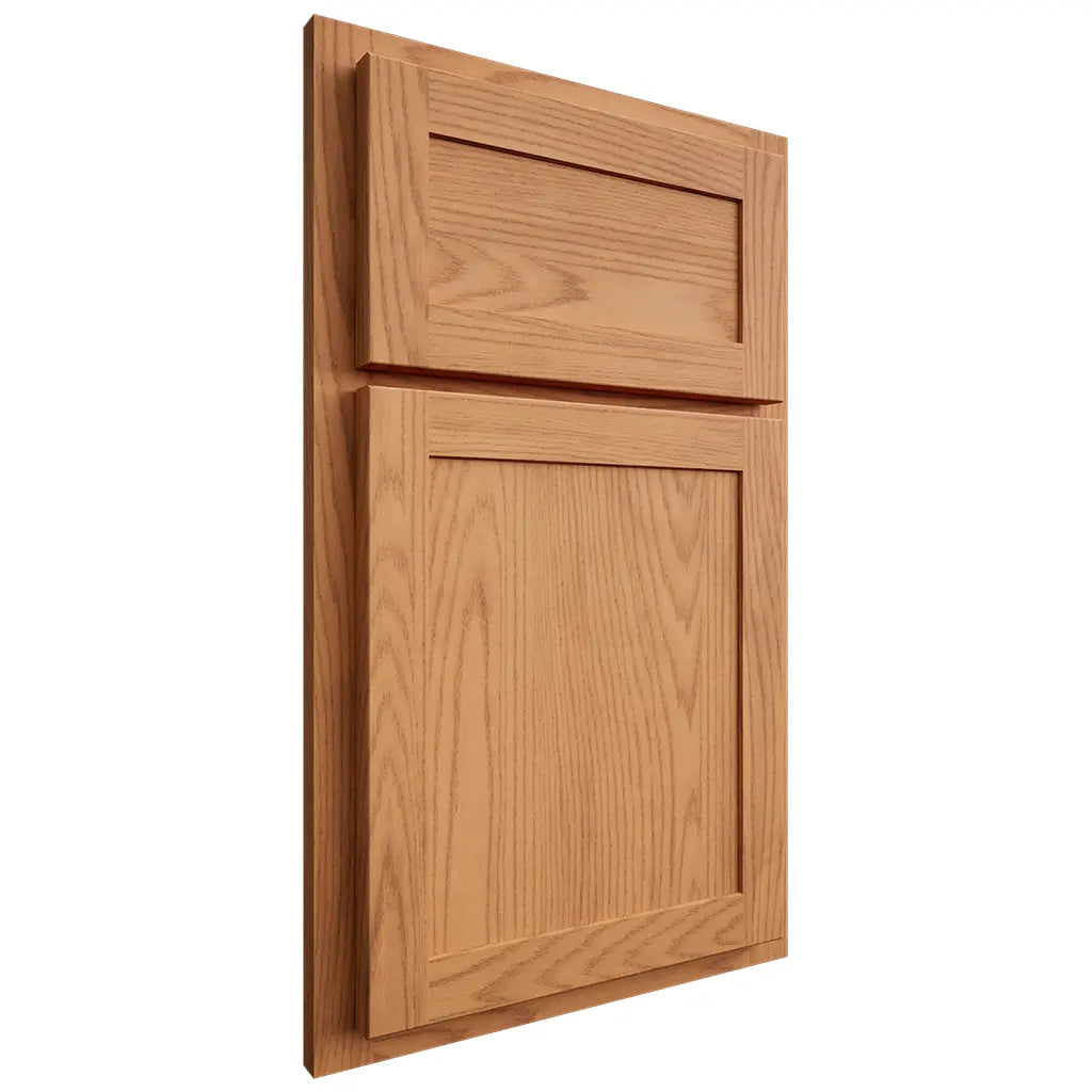 Shiloh Cabinetry Partial Overlay Malibu Red Oak Plain Cut Medium Door