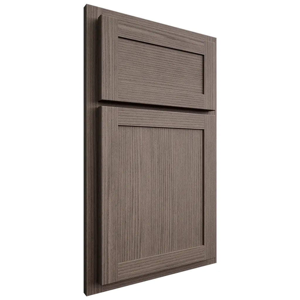 Shiloh Cabinetry Partial Overlay Malibu White Oak Rift Cut Clay Door