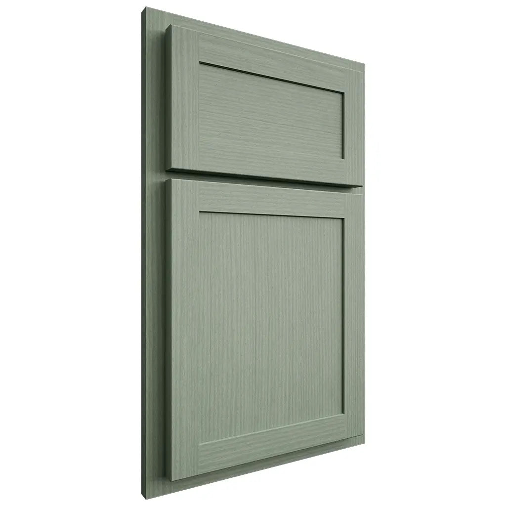 Shiloh Cabinetry Partial Overlay Malibu White Oak Rift Cut Moss Door