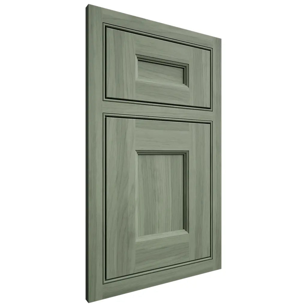 Shiloh Cabinetry Partial Overlay Manchester Hickory Plain Cut Moss Door