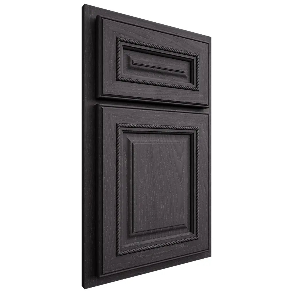 Shiloh Cabinetry Partial Overlay Manchester Red Oak Plain Cut Harbor Door
