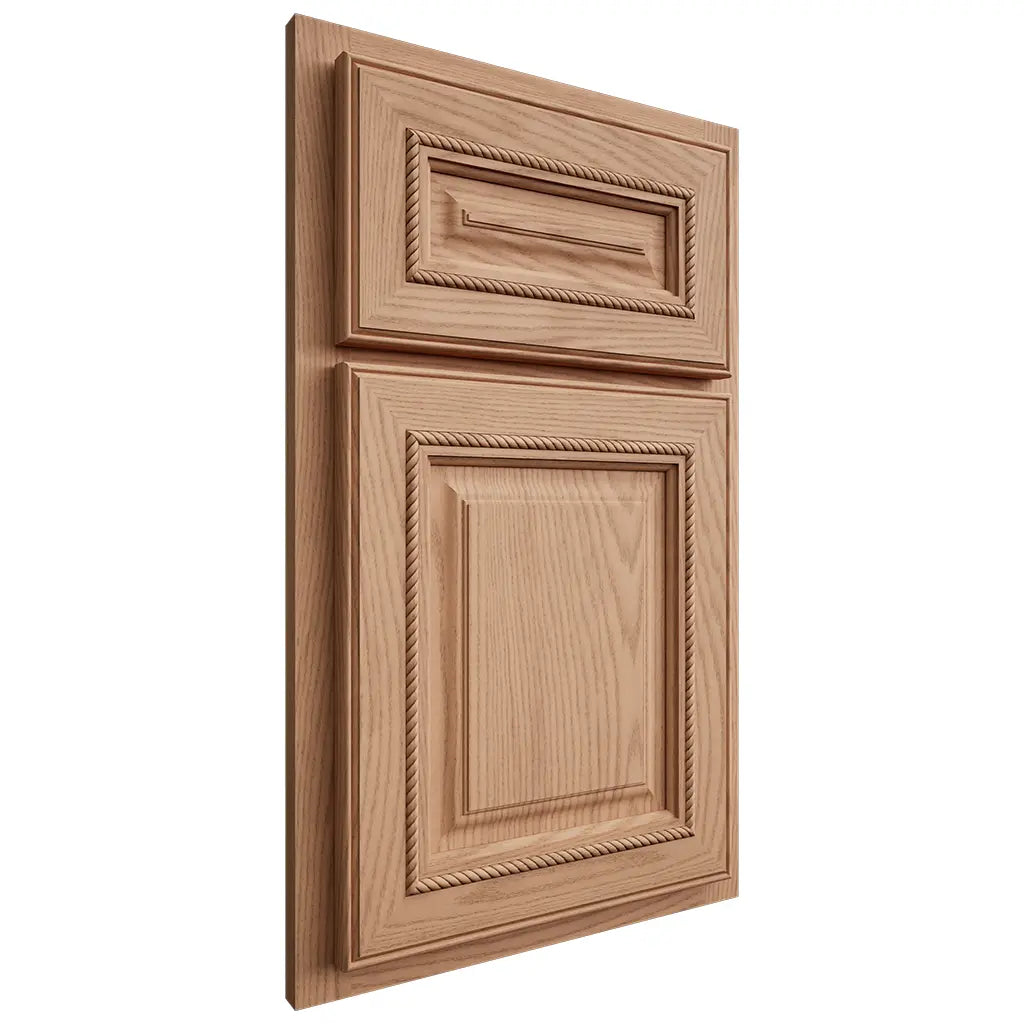 Shiloh Cabinetry Partial Overlay Manchester Red Oak Plain Cut Natural Door
