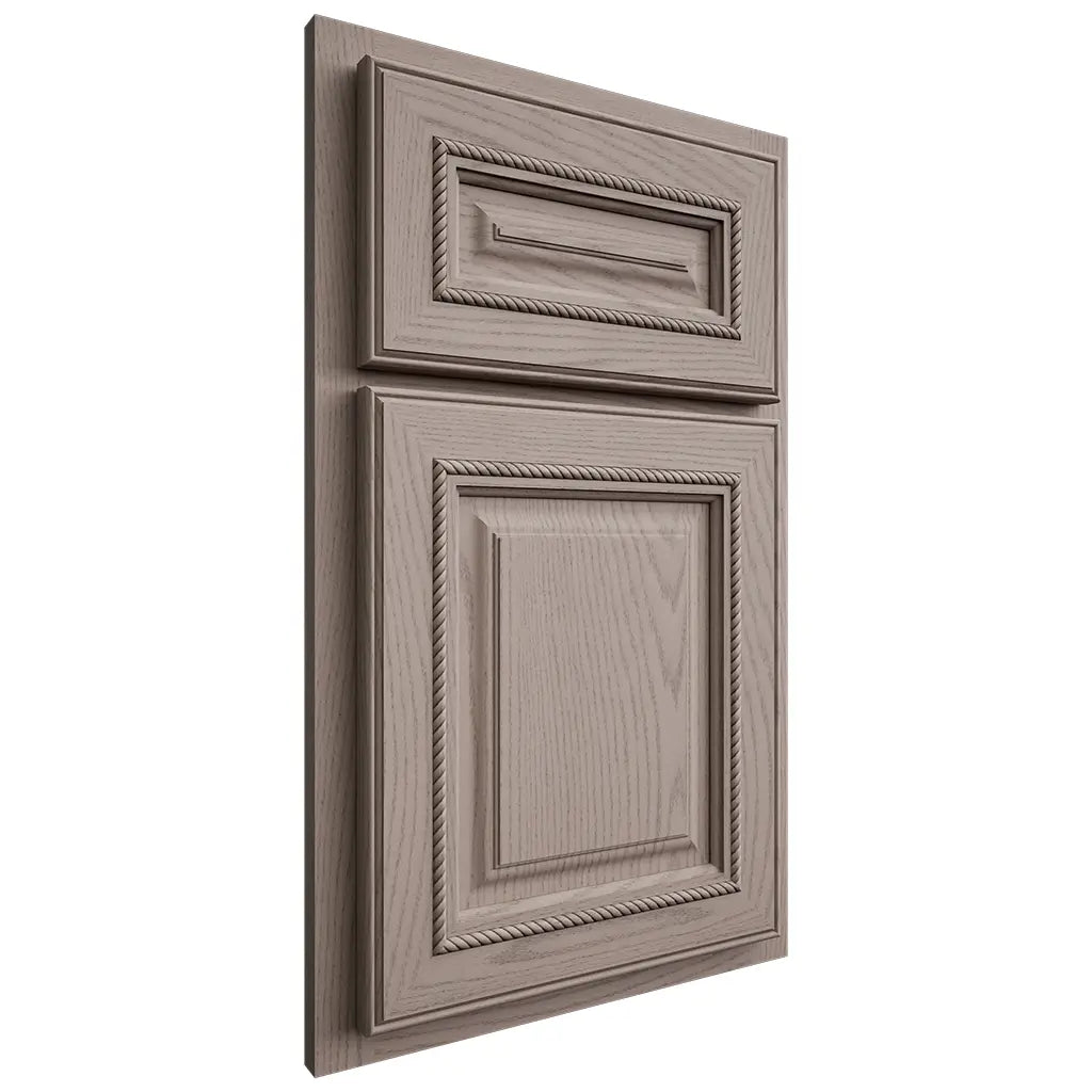 Shiloh Cabinetry Partial Overlay Manchester Red Oak Plain Cut Sterling Door
