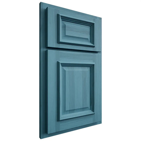 Shiloh Cabinetry Partial Overlay Montgomery Hickory Plain Cut Aqua Door