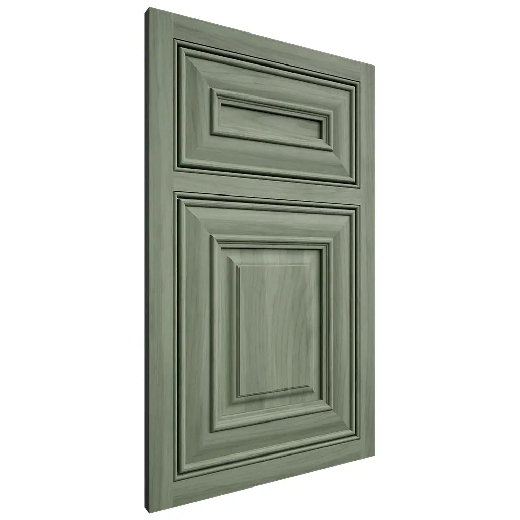 Shiloh Cabinetry Partial Overlay Montgomery Hickory Plain Cut Moss Door