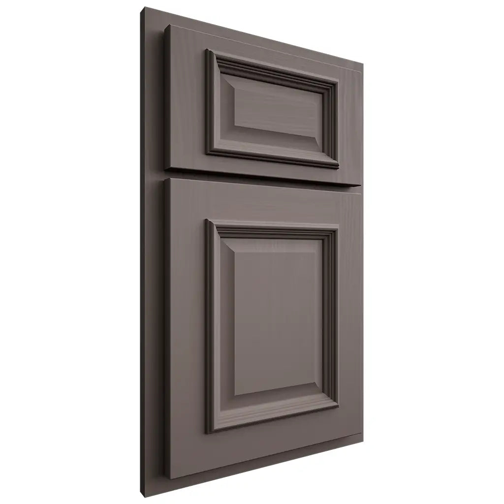 Shiloh Cabinetry Partial Overlay Montgomery Poplar Plain Cut Heatherstone Door