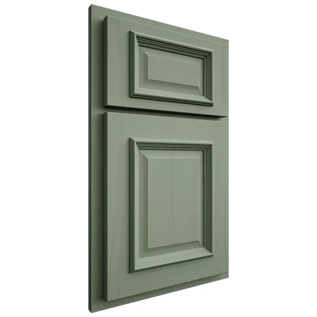 Shiloh Cabinetry Partial Overlay Montgomery Poplar Plain Cut Moss Door