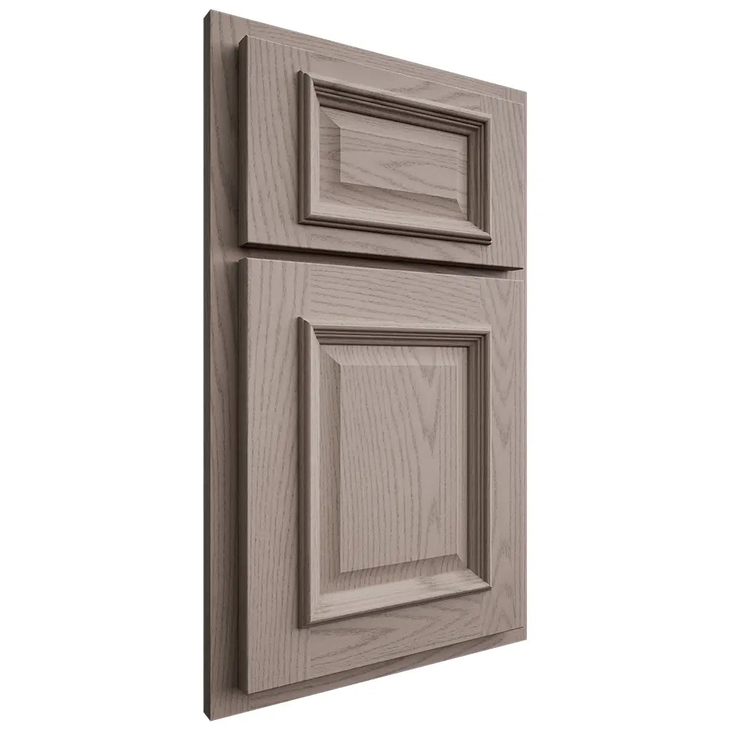 Shiloh Cabinetry Partial Overlay Montgomery Red Oak Plain Cut Sterling Door