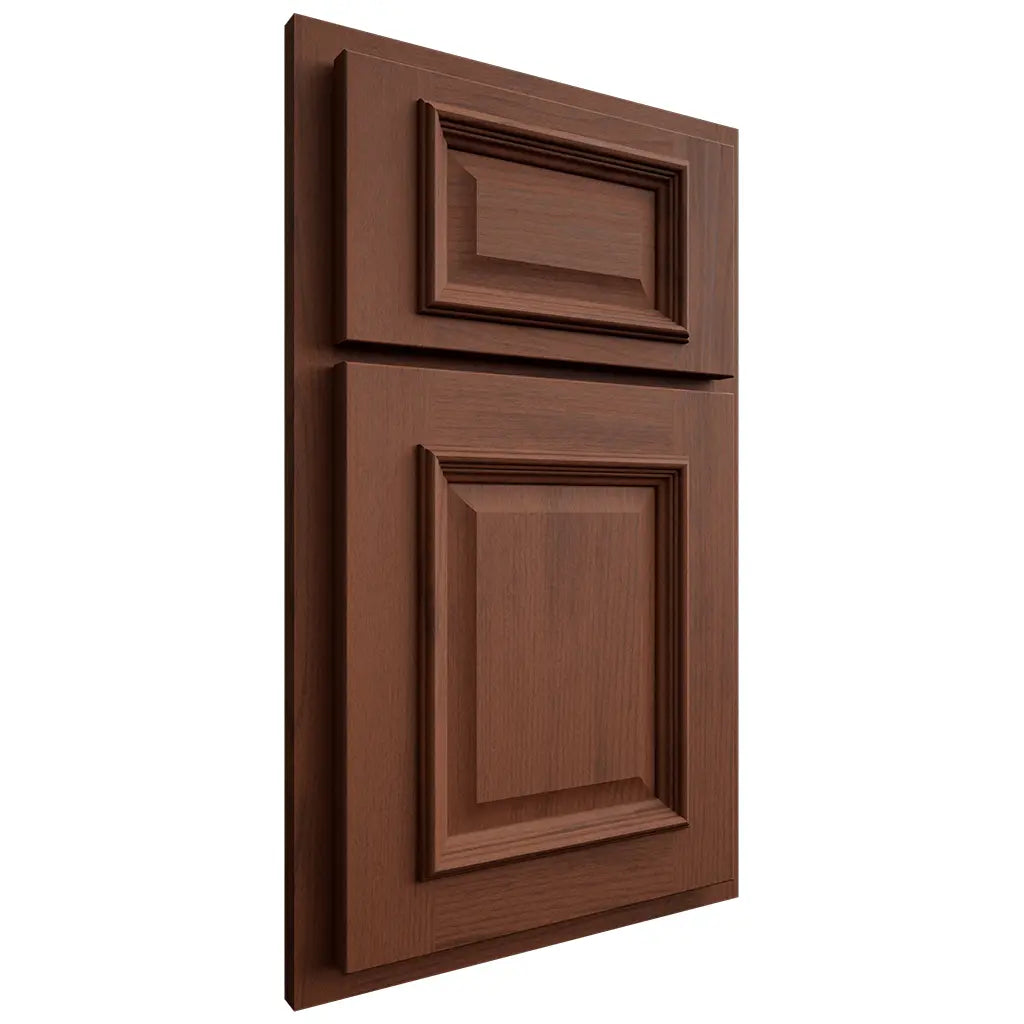 Shiloh Cabinetry Partial Overlay Montgomery Walnut Plain Cut Rye Door