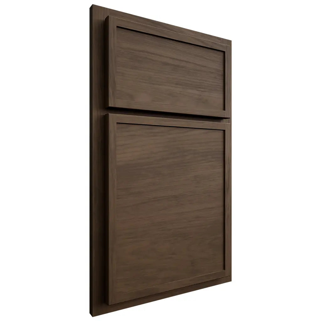 Shiloh Cabinetry Partial Overlay Napa Horizontal Alder Plain Cut Caviar Door
