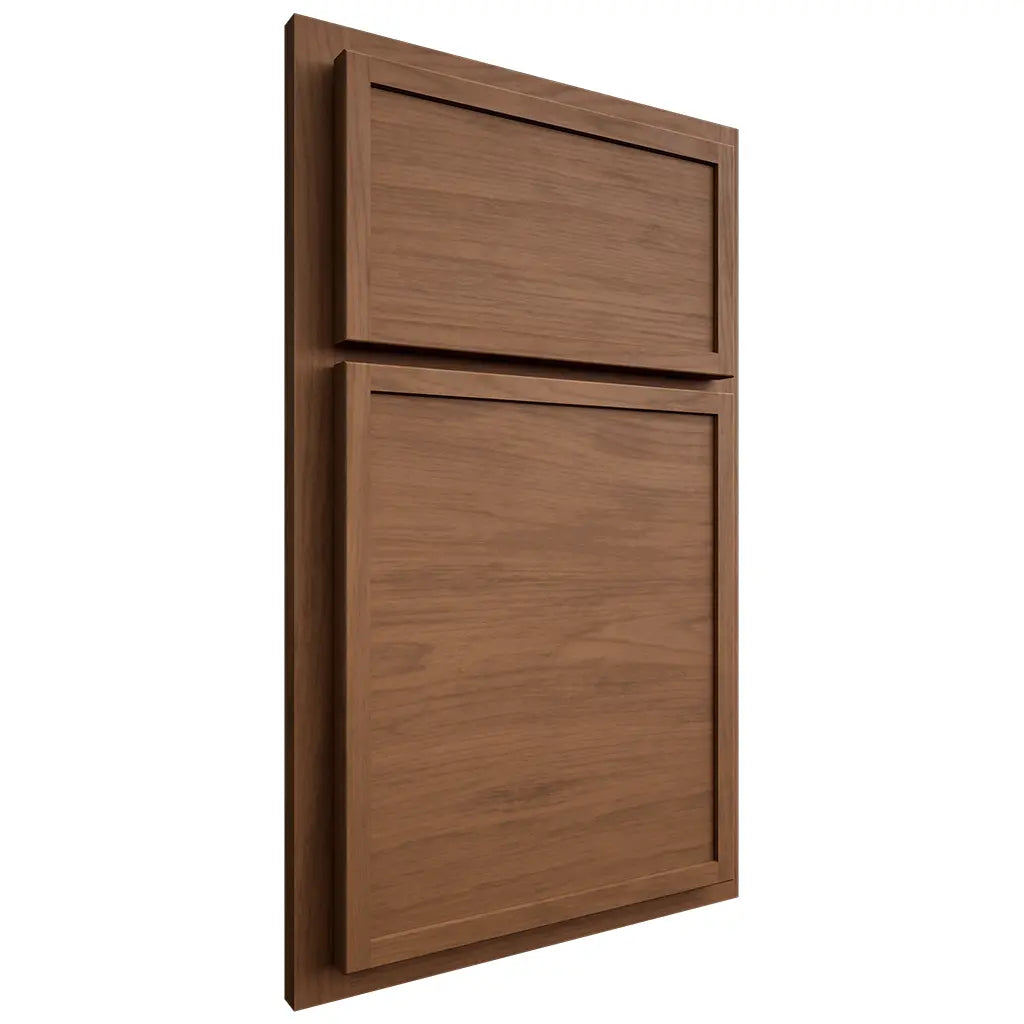 Shiloh Cabinetry Partial Overlay Napa Horizontal Alder Plain Cut Walnut Door