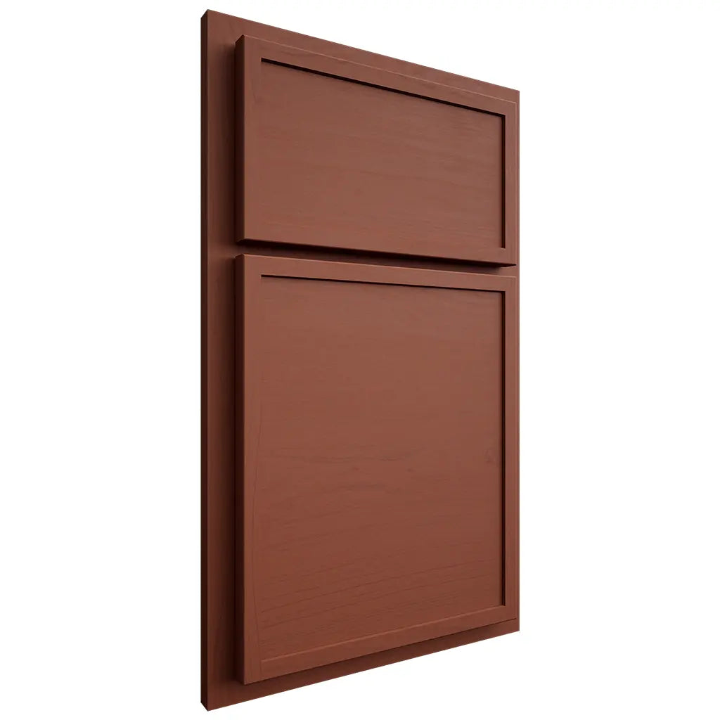 Shiloh Cabinetry Partial Overlay Napa Horizontal Maple Plain Cut Cayenne Door