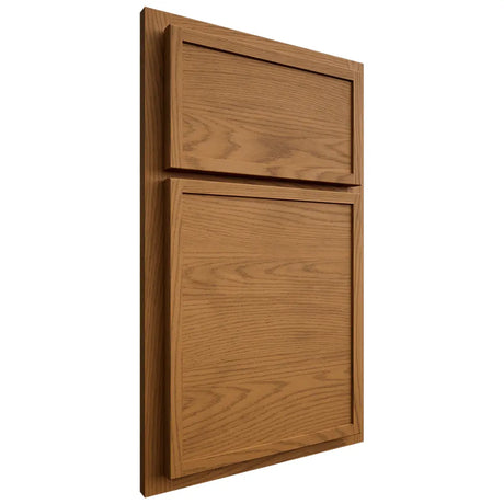 Shiloh Cabinetry Partial Overlay Napa Horizontal Red Oak Plain Cut Autumn Door