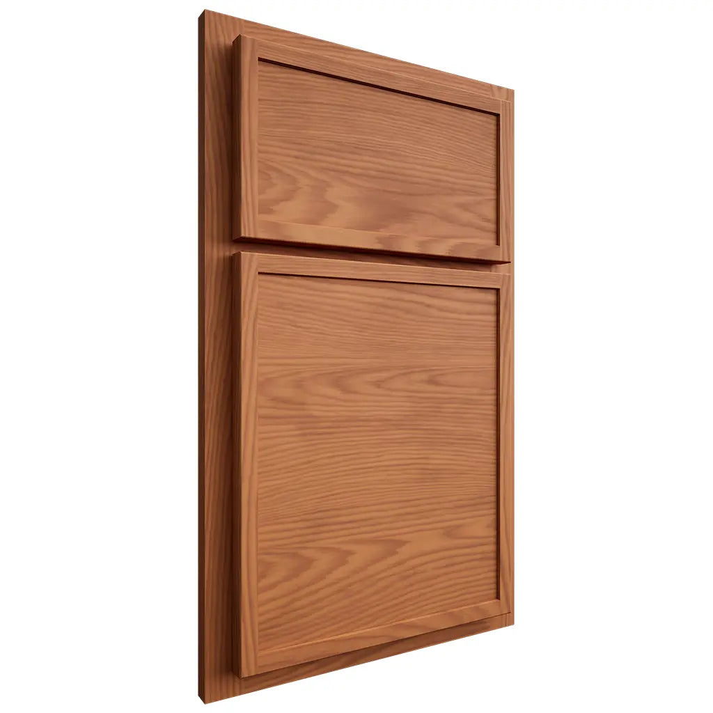Shiloh Cabinetry Partial Overlay Napa Horizontal Red Oak Plain Cut Harvest Door