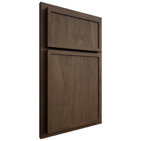Shiloh Cabinetry Partial Overlay Napa Vertical Alder Plain Cut Caviar Door