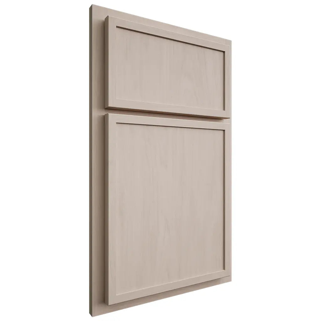 Shiloh Cabinetry Partial Overlay Napa Vertical Alder Plain Cut White Sands Door