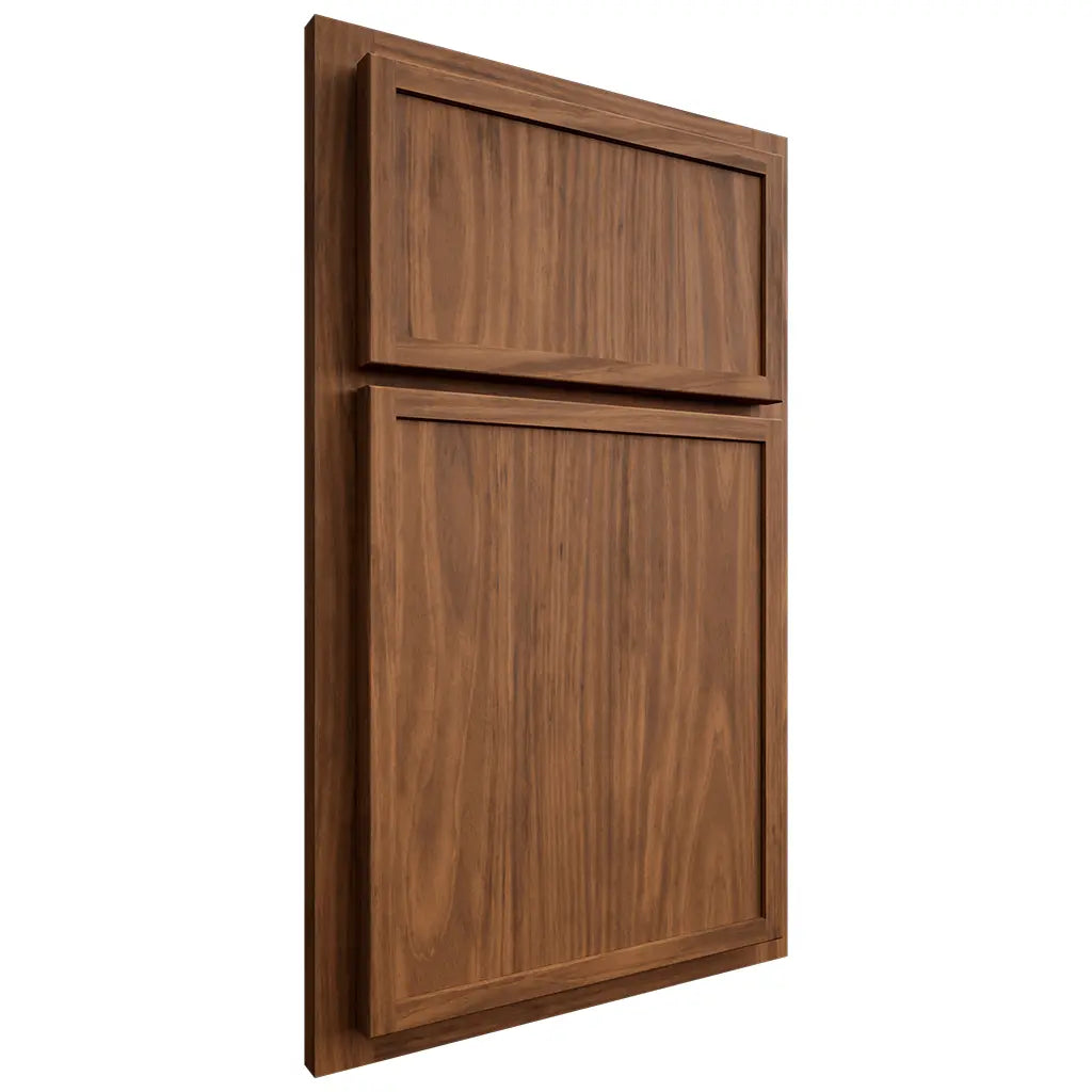 Shiloh Cabinetry Partial Overlay Napa Vertical Cherry Plain Cut Carob Door