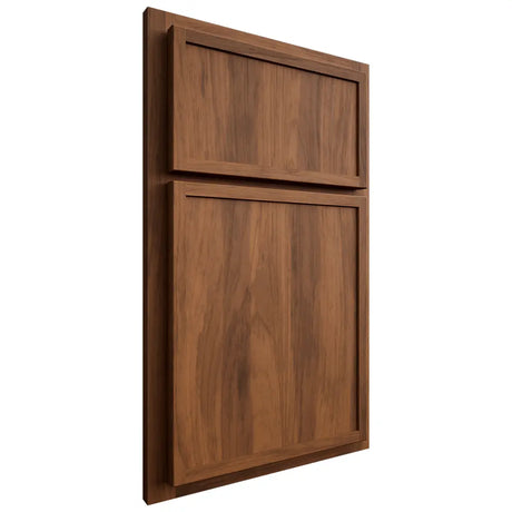 Shiloh Cabinetry Partial Overlay Napa Vertical Hickory Plain Cut Burnt Sugar Door