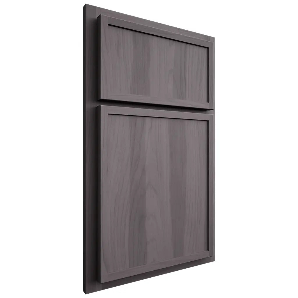Shiloh Cabinetry Partial Overlay Napa Vertical Hickory Plain Cut Cadet Door