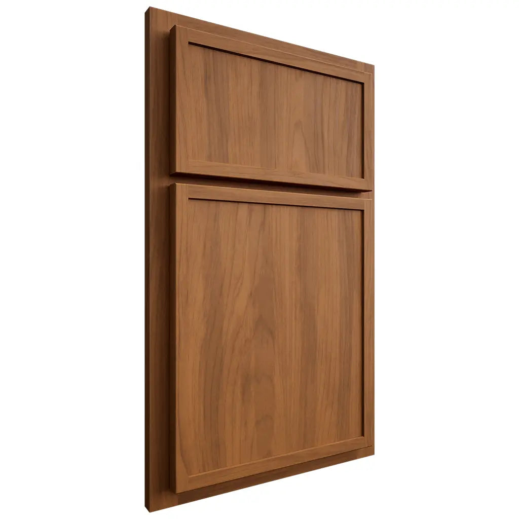 Shiloh Cabinetry Partial Overlay Napa Vertical Hickory Plain Cut Chestnut Door