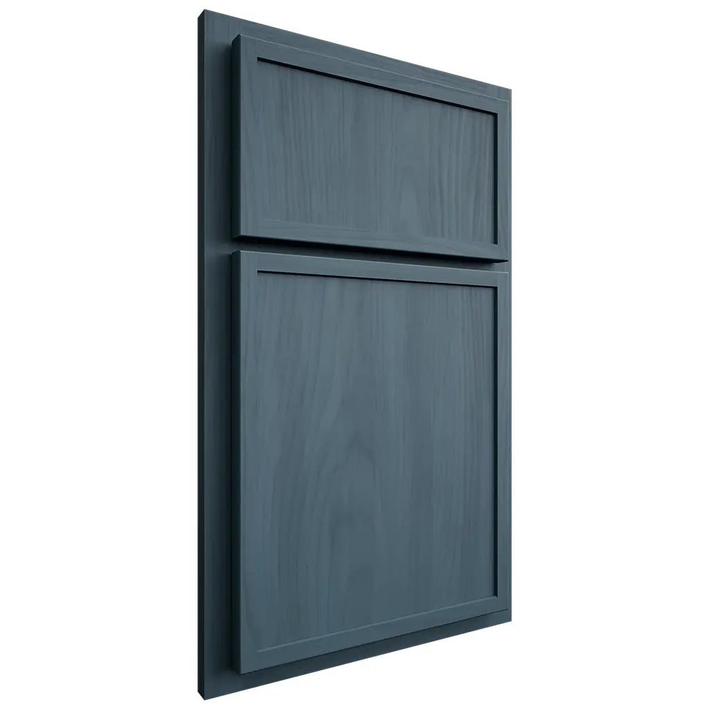 Shiloh Cabinetry Partial Overlay Napa Vertical Hickory Plain Cut Hudson Door